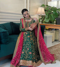 Haris Shakeel-Elegant Green Embroidered Dress -